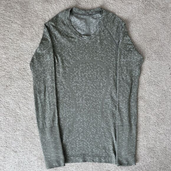 Lululemon Swiftly Tech Shirt Womens 2 Long Sleeve Green Camo Running Workout - Picture 2 of 7